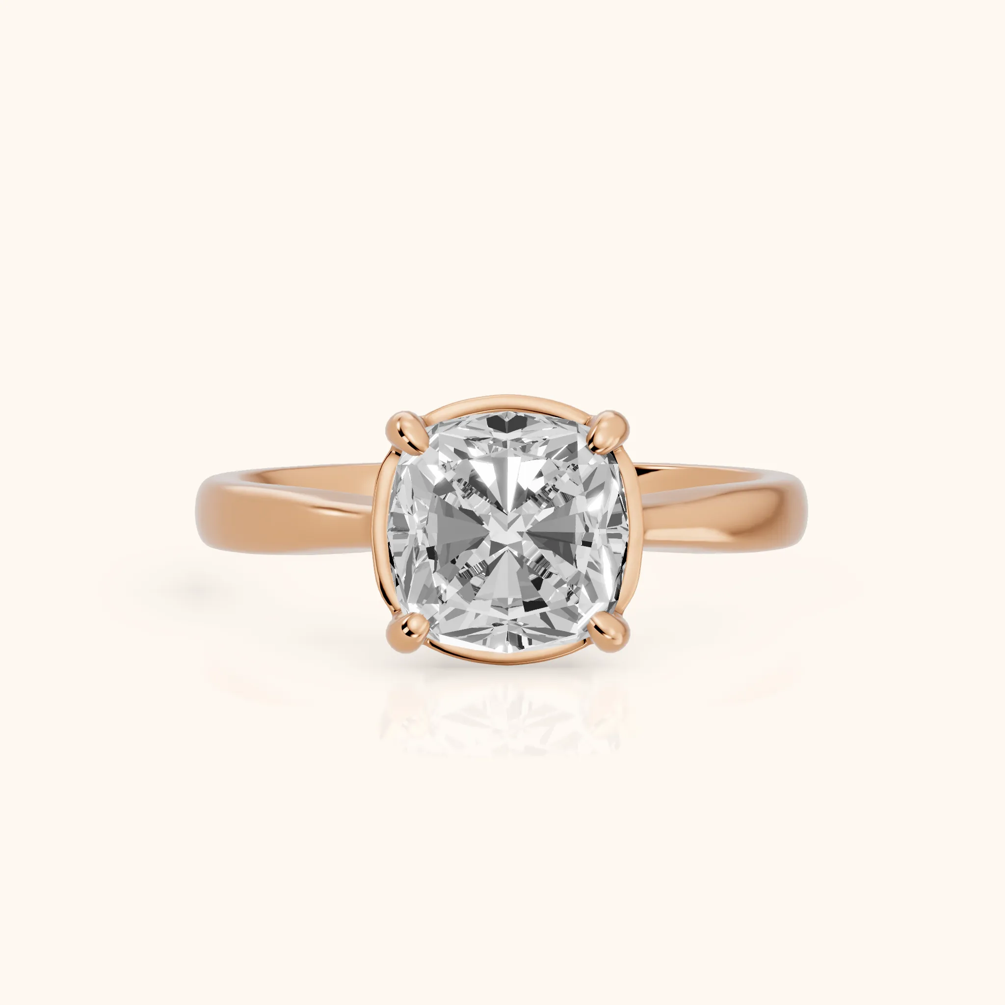 Miriam Basket Solitaire Cushion Diamond Engagement Ring in Rose Gold — view 1