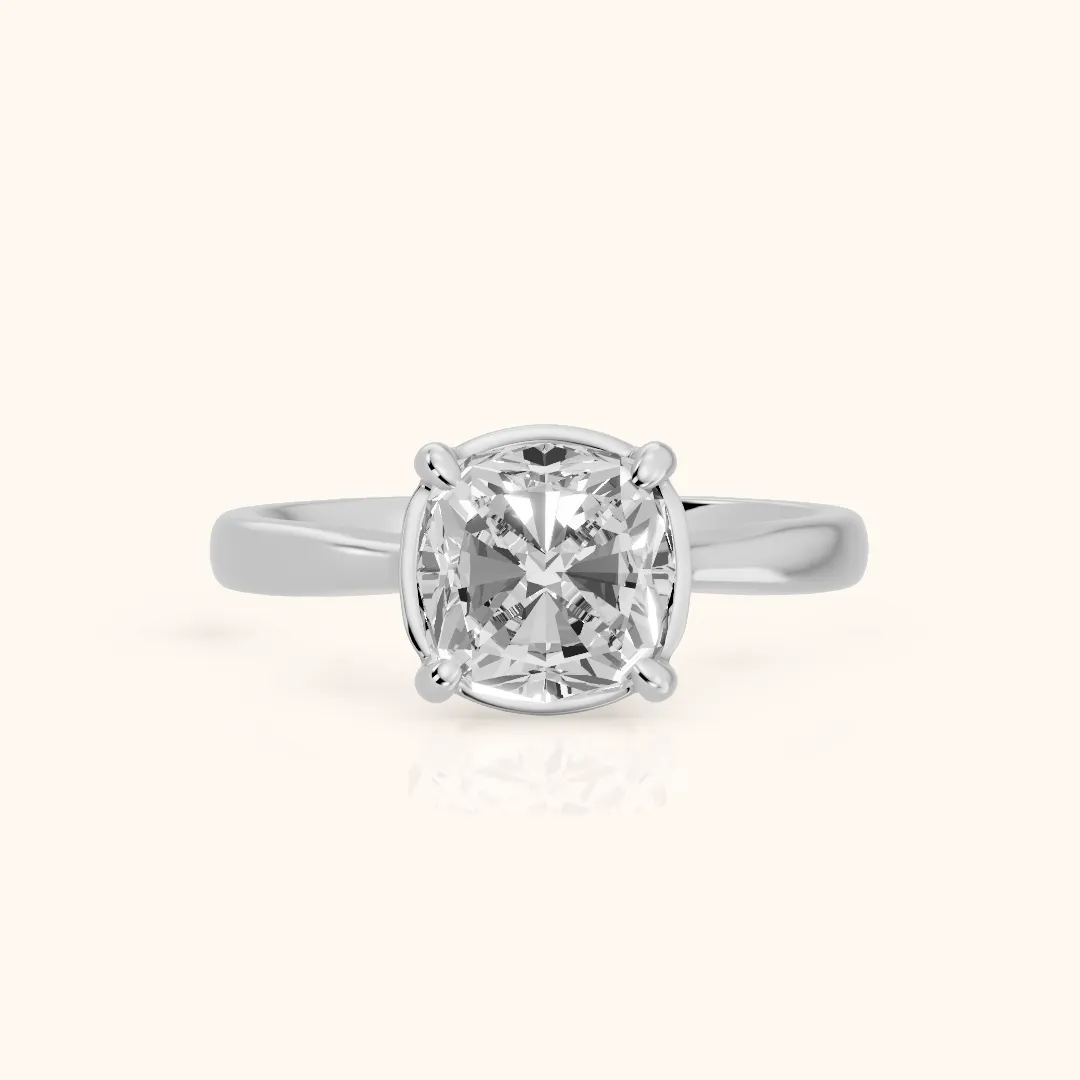 Miriam Basket Solitaire Cushion Diamond Engagement Ring in Silver — view 2