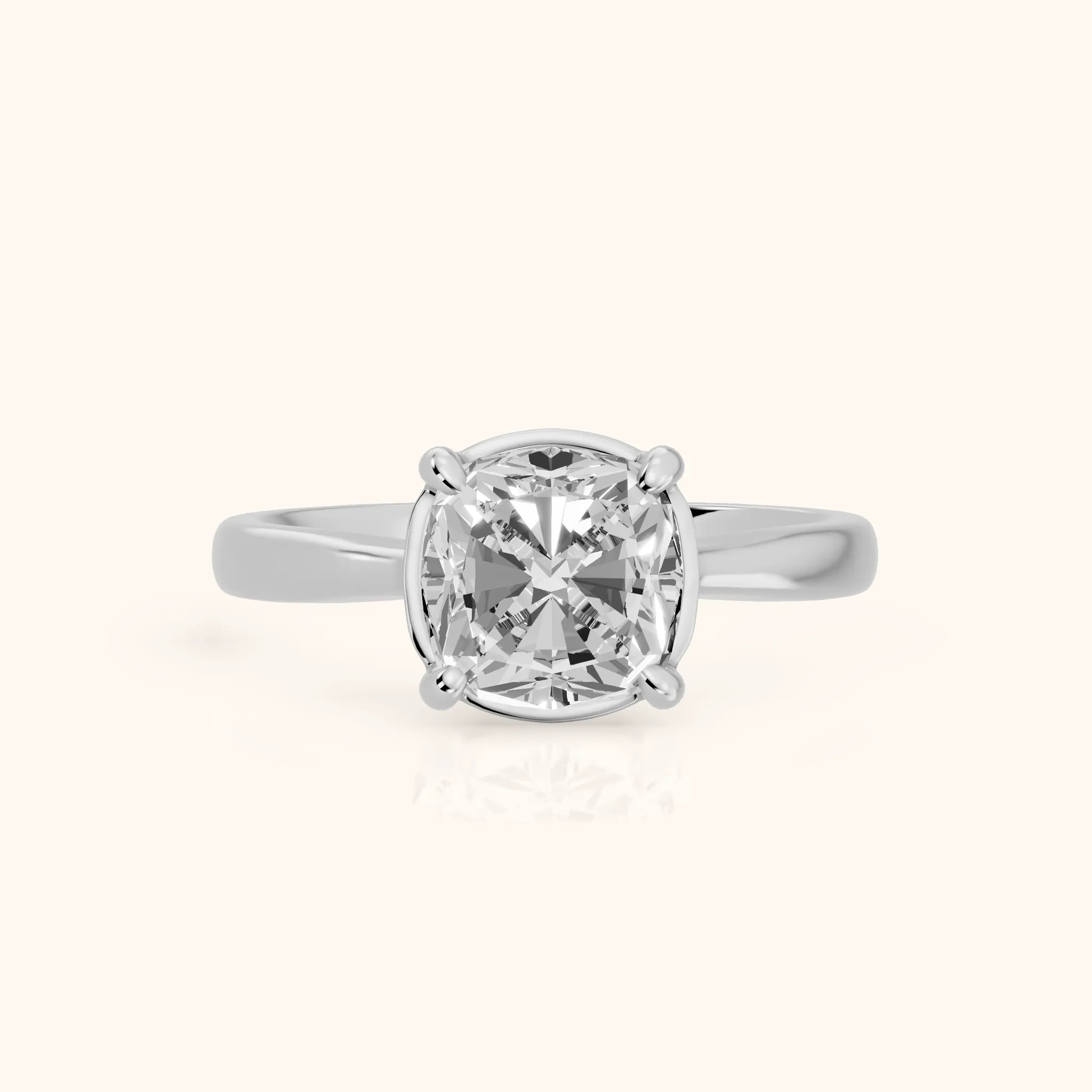 Miriam Basket Solitaire Cushion Diamond Engagement Ring in Silver — view 1