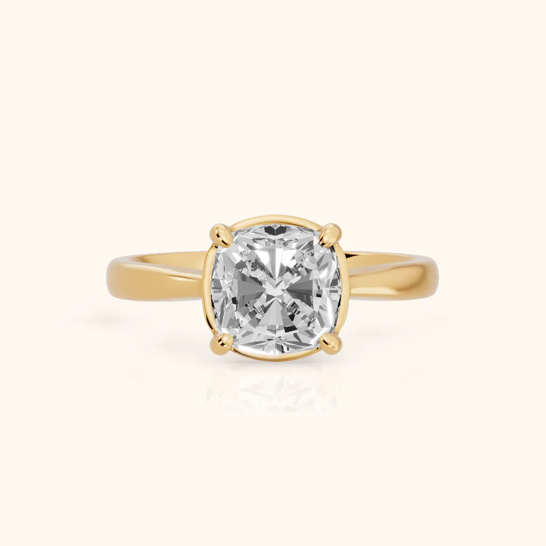 Miriam Basket Solitaire Cushion Diamond Engagement Ring in Yellow Gold — view 2