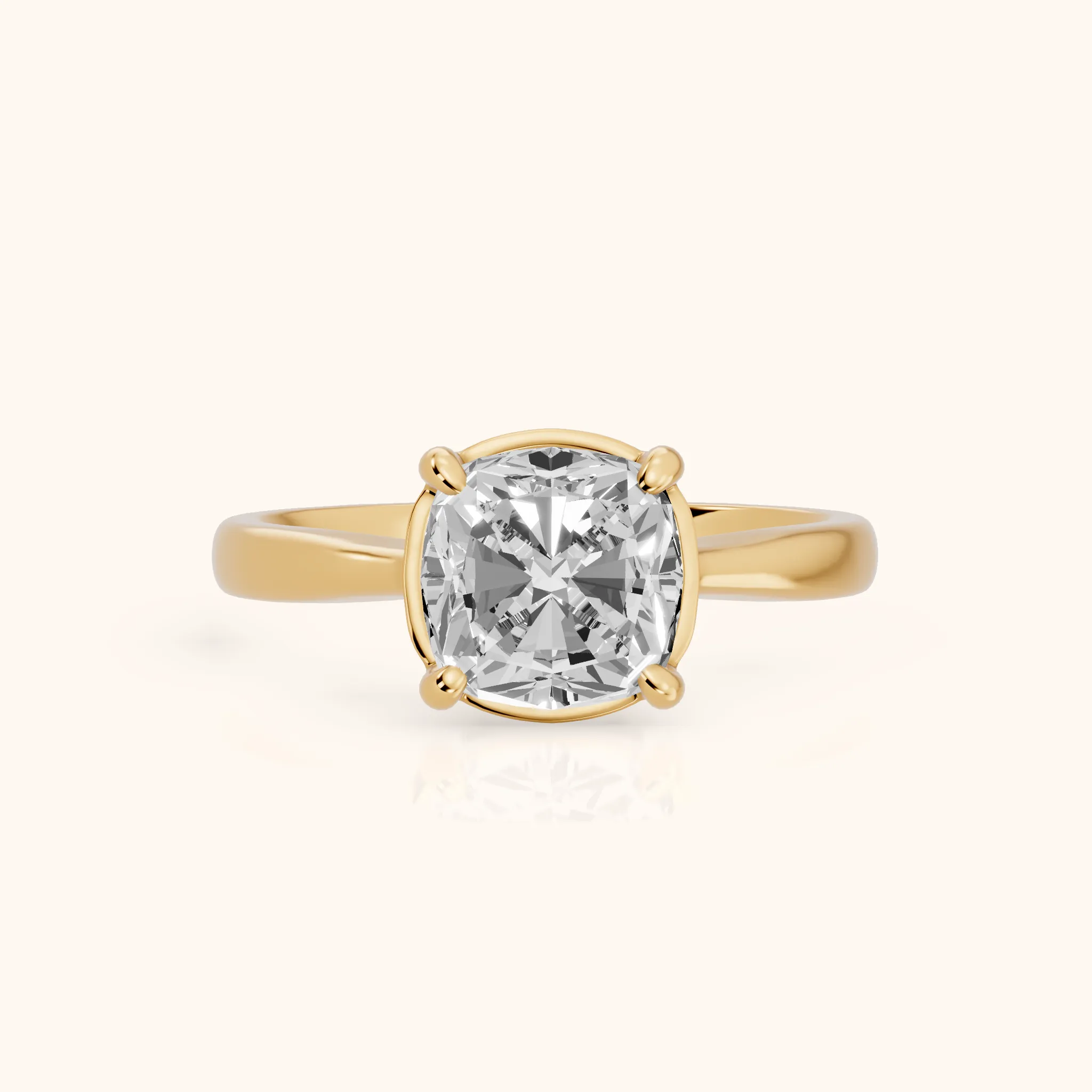 Miriam Basket Solitaire Cushion Diamond Engagement Ring in Yellow Gold — view 1