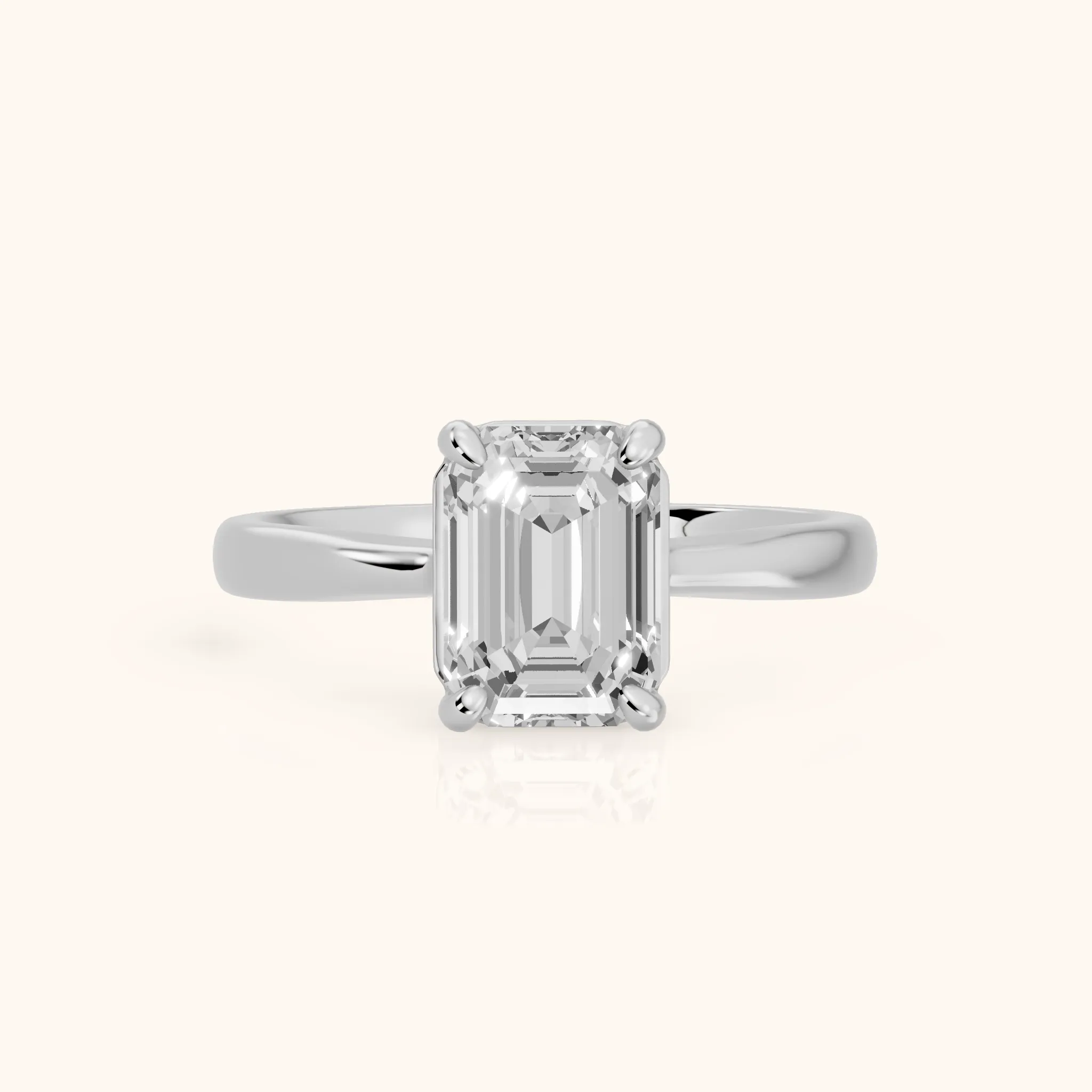 Miriam Basket Solitaire Emerald Diamond Engagement Ring in Silver — view 1