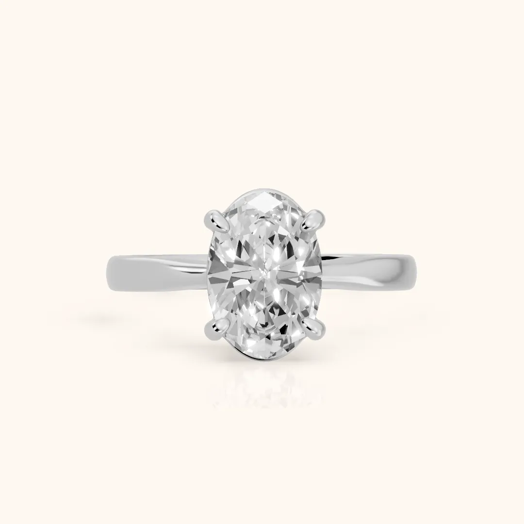 Miriam Basket Solitaire Oval Diamond Engagement Ring in Silver — view 2