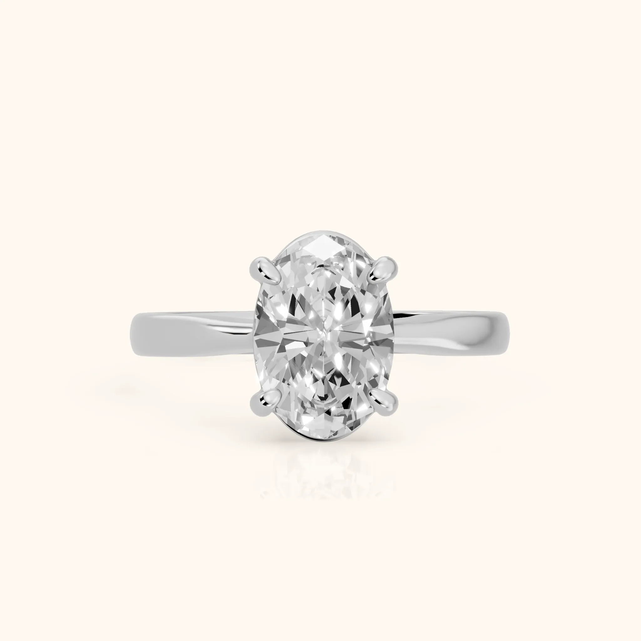 Miriam Basket Solitaire Oval Diamond Engagement Ring in Silver — view 1