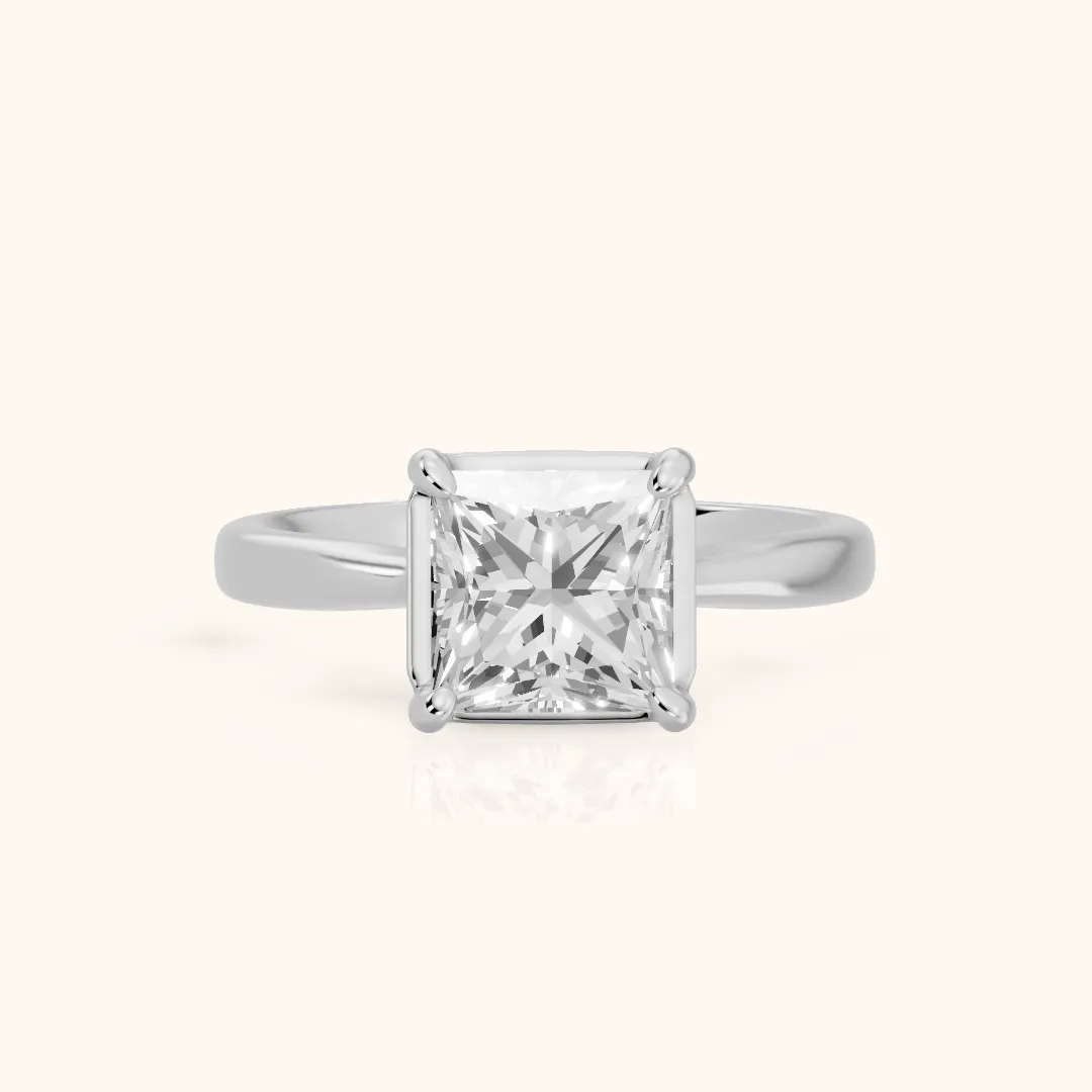 Miriam Basket Solitaire Princess Diamond Engagement Ring in Silver — view 2