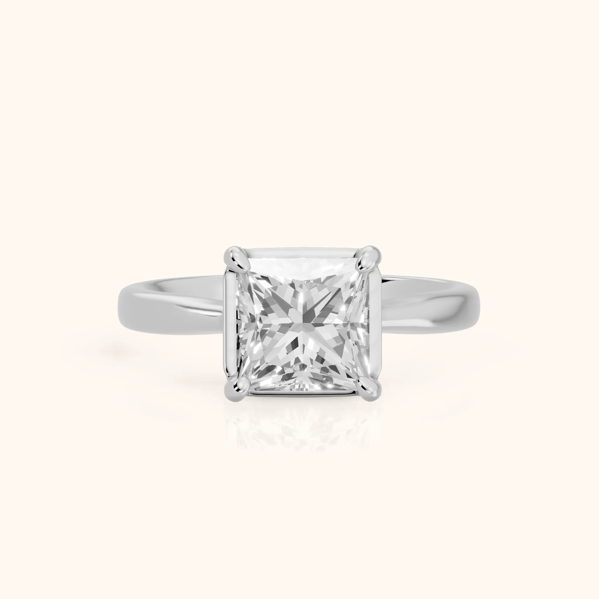 Miriam Basket Solitaire Princess Diamond Engagement Ring in Silver — view 1