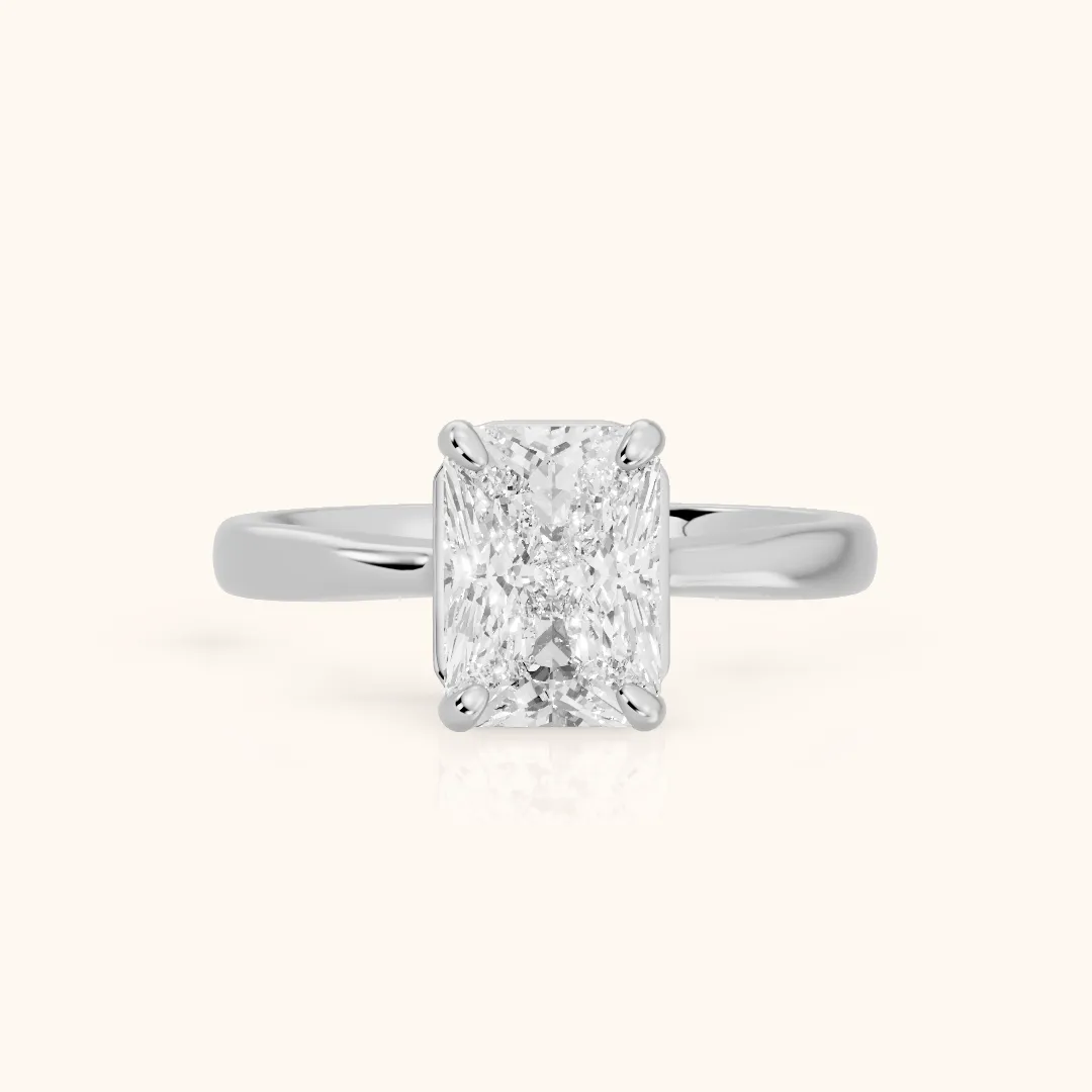 Miriam Basket Solitaire Radiant Diamond Engagement Ring in Silver — view 2