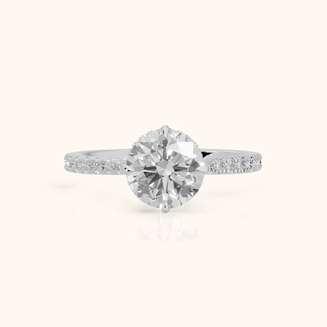 Ainsley Hidden Halo Pavé Round Diamond Engagement Ring in Platinum — view 2