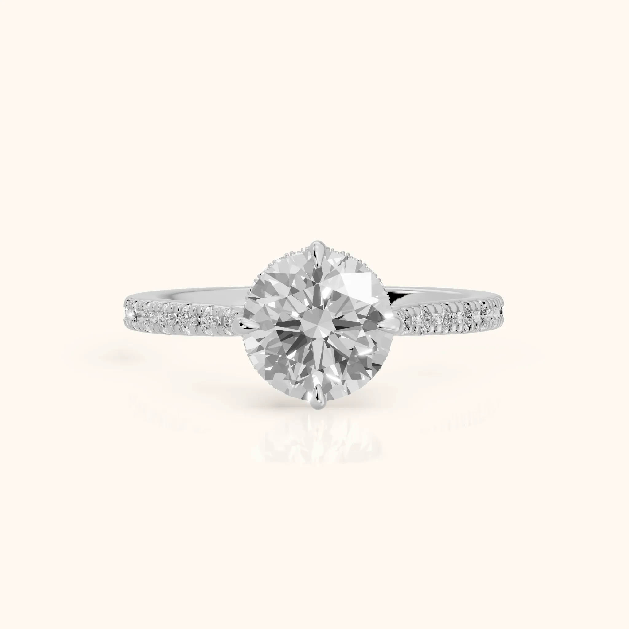 Ainsley Hidden Halo Pavé Round Diamond Engagement Ring in Platinum — view 1