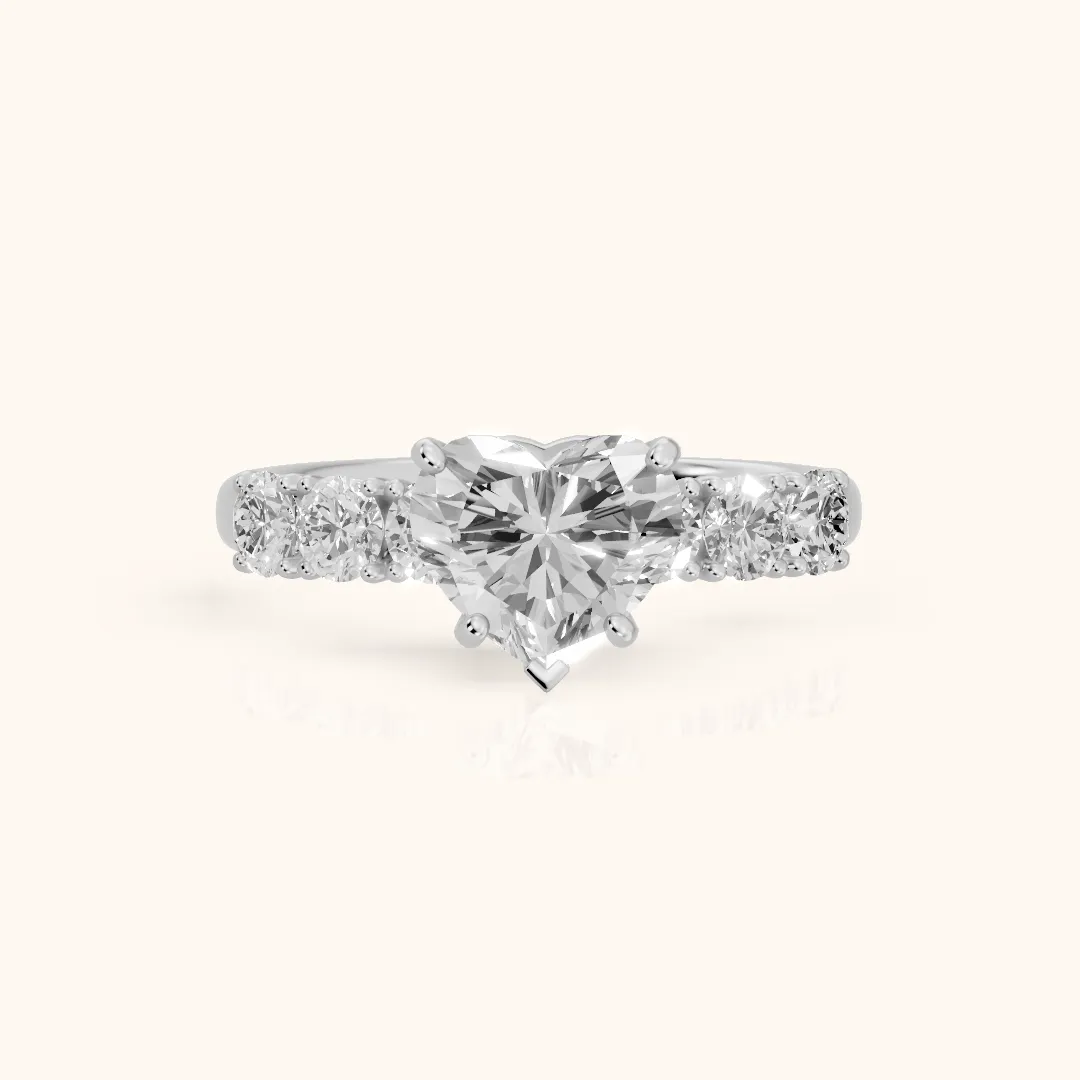 Sorrel Graduated Seven-Stone Heart Diamond Engagement Ring in Silver — view 2