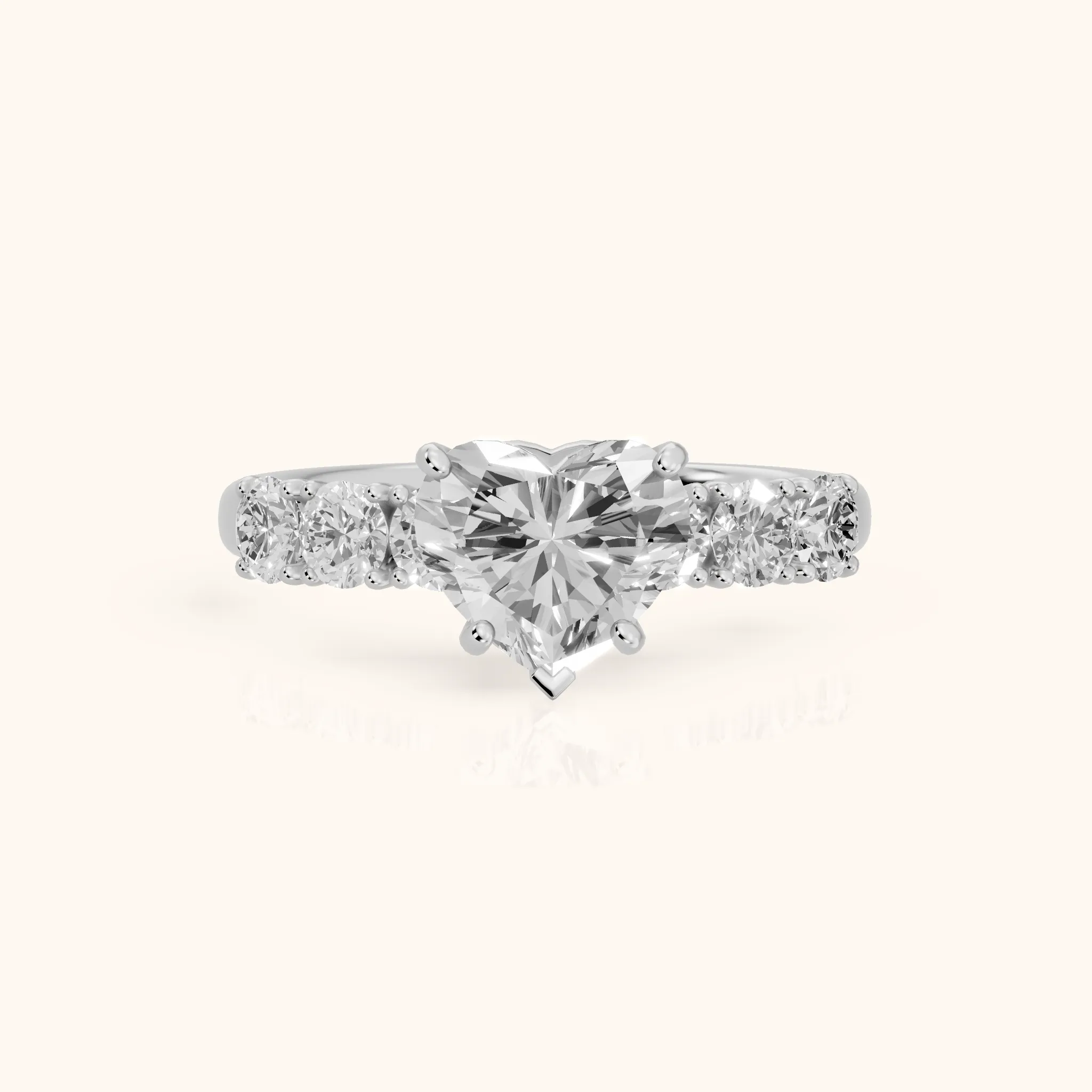 Sorrel Graduated Seven-Stone Heart Diamond Engagement Ring in Silver — view 1
