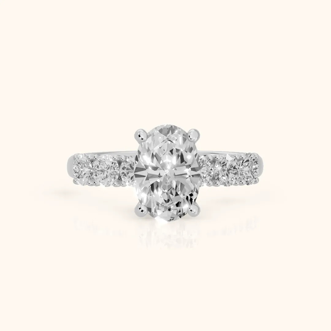Sorrel Graduated Seven-Stone Oval Diamond Engagement Ring in Silver — view 2