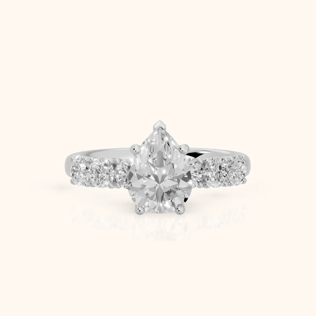 Sorrel Graduated Seven-Stone Pear Diamond Engagement Ring in Silver — view 2
