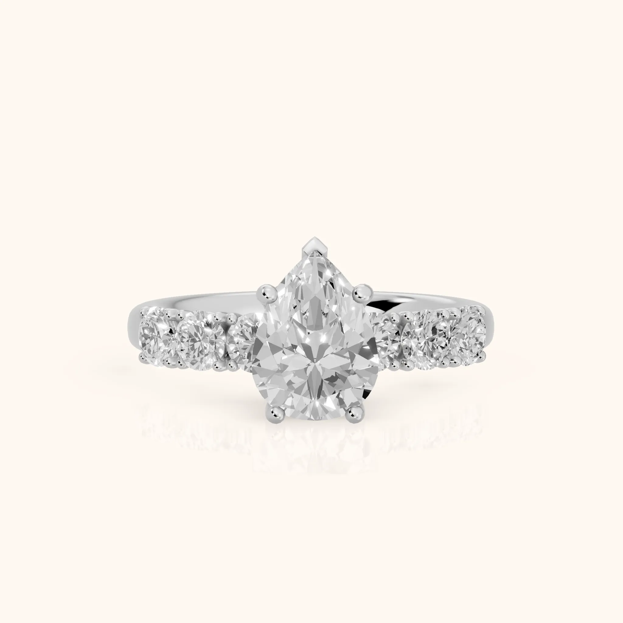 Sorrel Graduated Seven-Stone Pear Diamond Engagement Ring in Silver — view 1