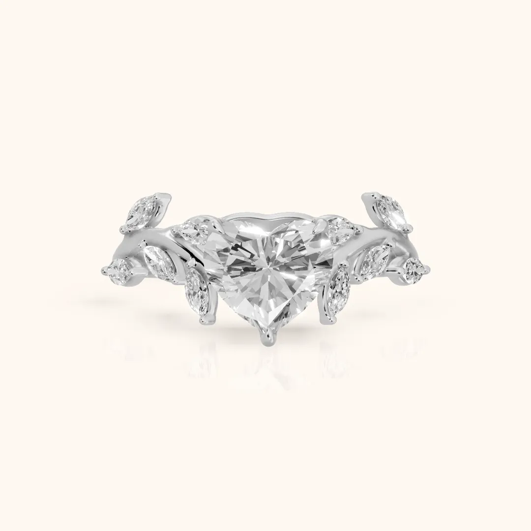 Andrea Vine Heart Diamond Engagement Ring in Platinum — view 2
