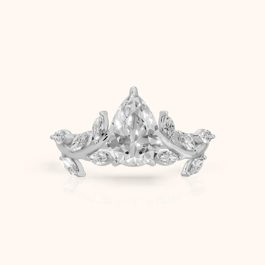 Andrea Vine Pear Diamond Engagement Ring in Silver — view 2