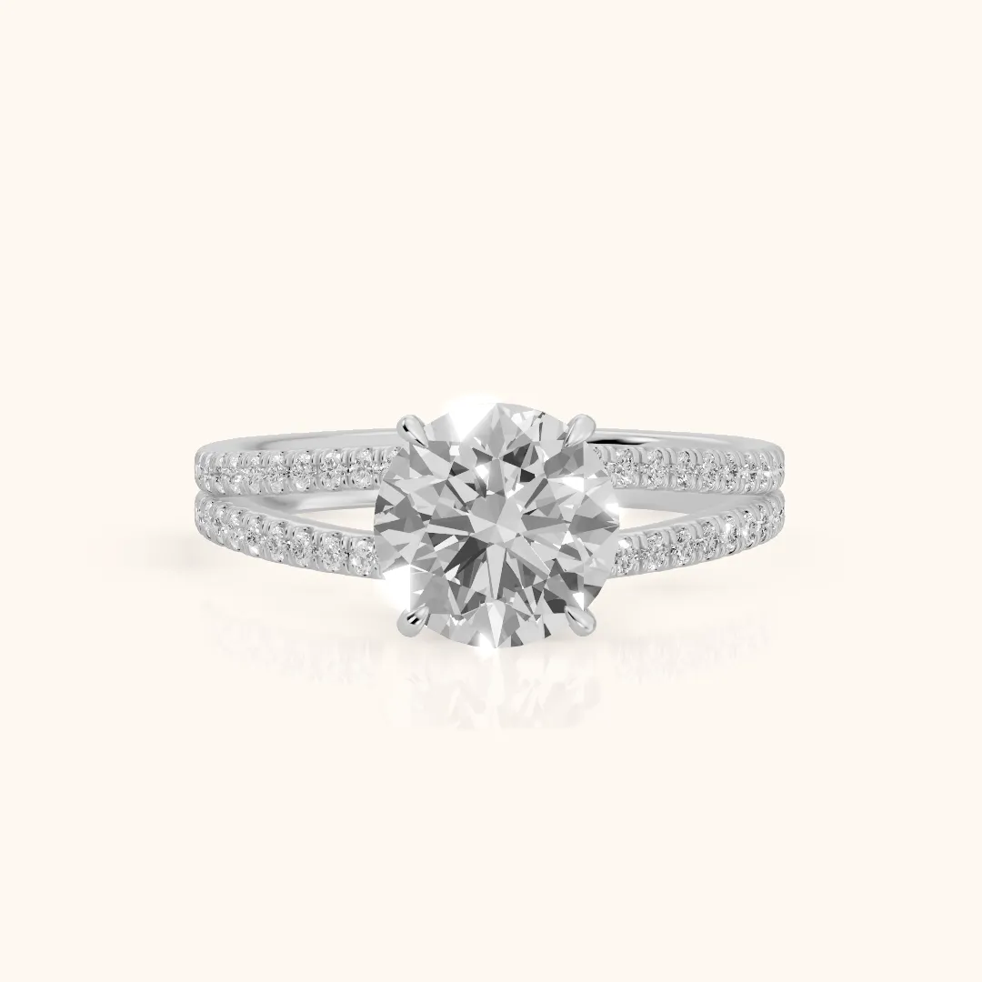 Carmel Hidden Halo Split Shank Round Diamond Engagement Ring in Platinum — view 2