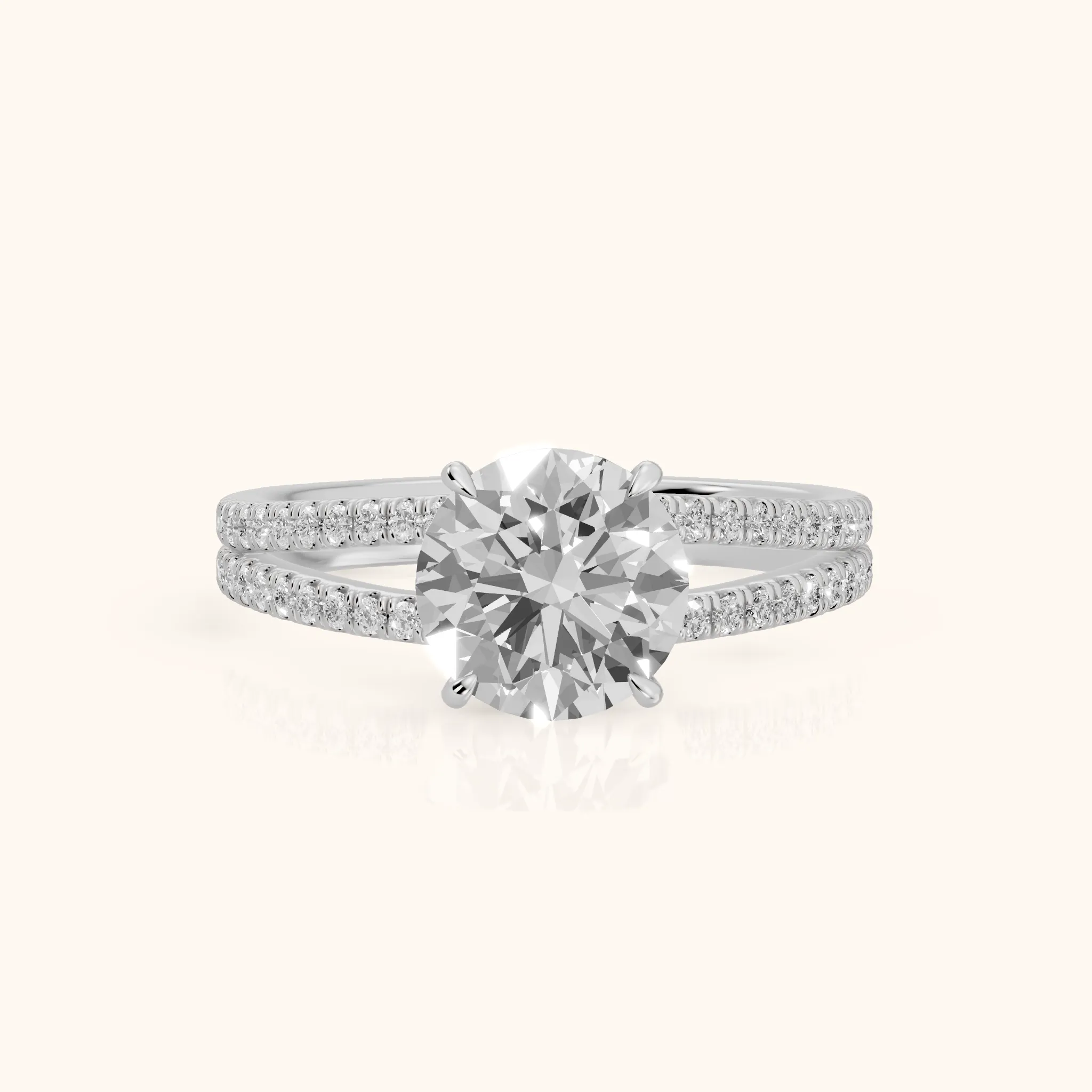 Carmel Hidden Halo Split Shank Round Diamond Engagement Ring in Platinum — view 1