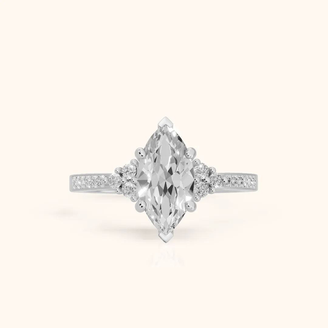 Christa Marquise-Side Pavé Marquise Diamond Engagement Ring in White Gold — view 2