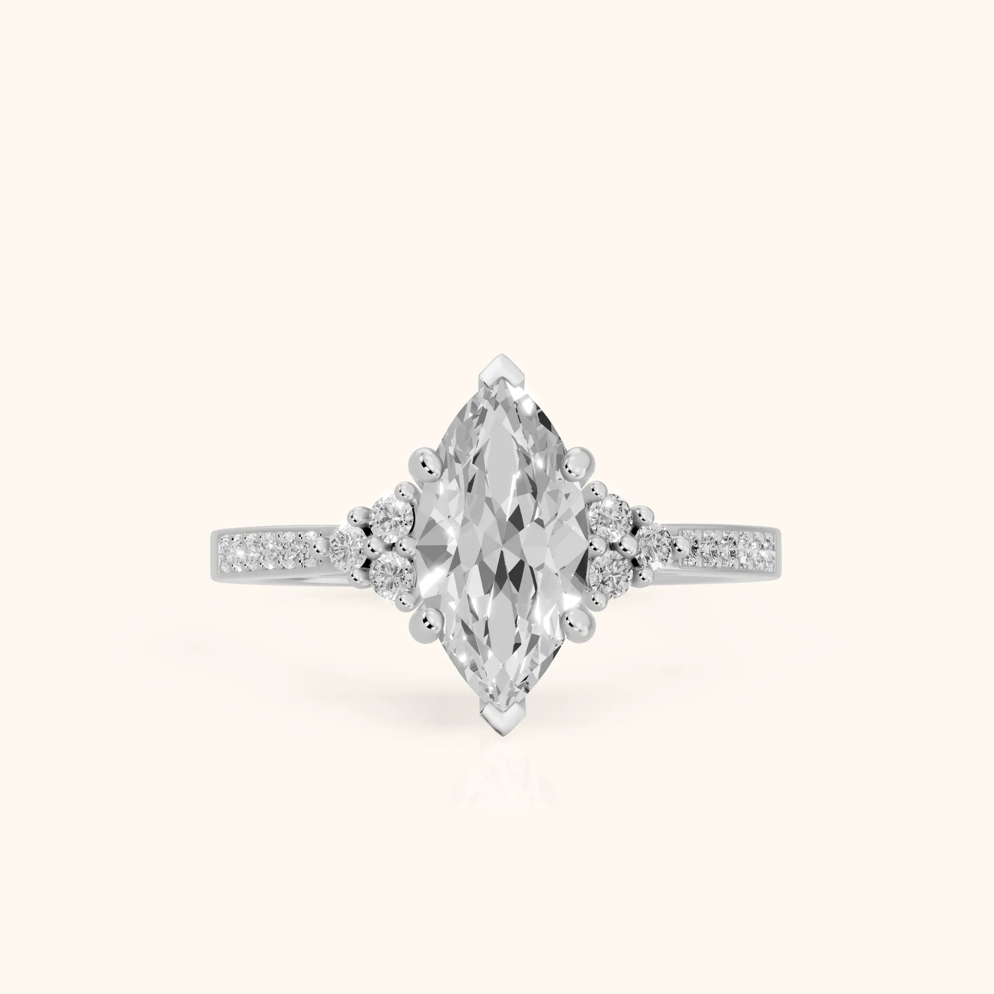 Christa Marquise-Side Pavé Marquise Diamond Engagement Ring in White Gold — view 1