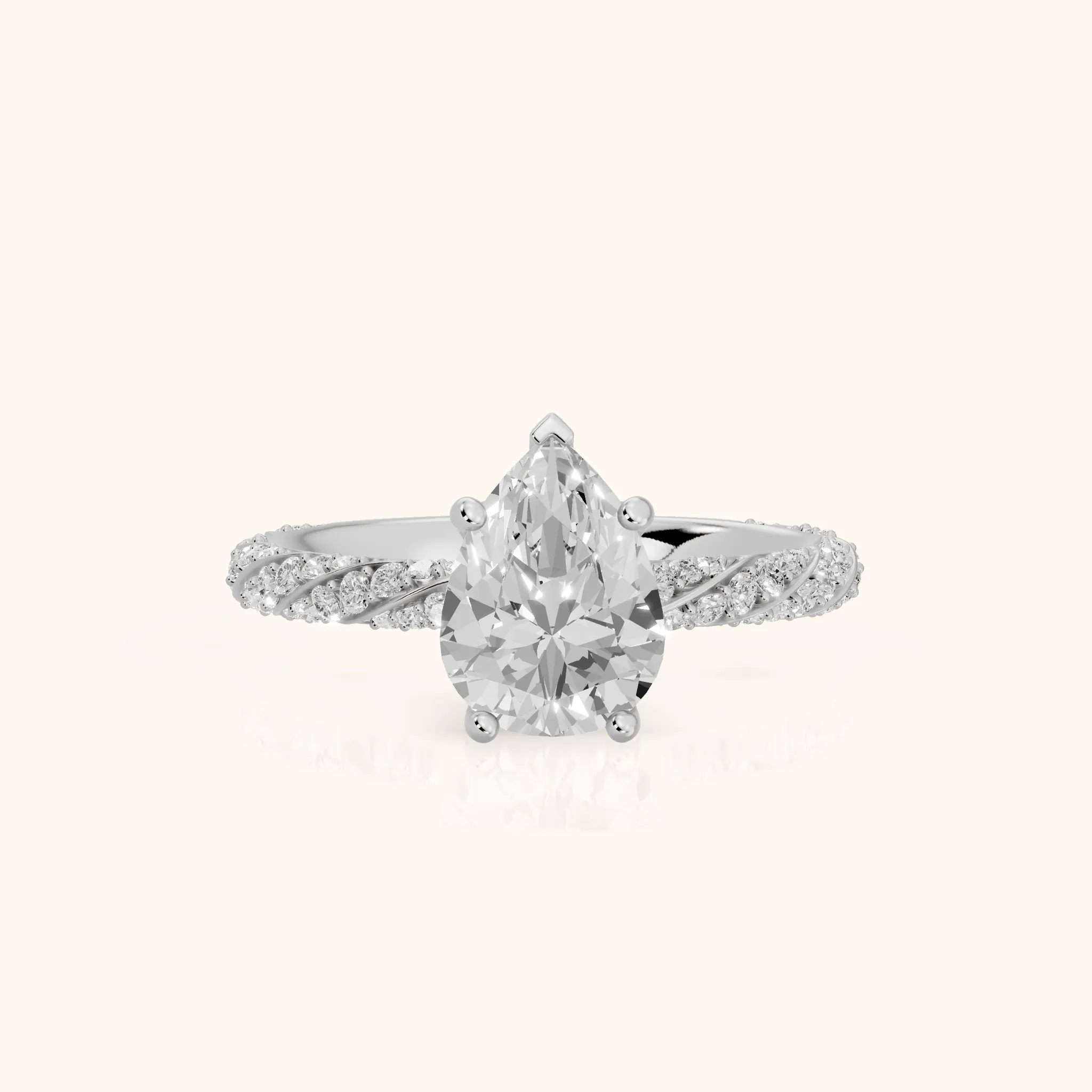 Claudia Twist Pavé Pear Diamond Engagement Ring in Silver — view 1
