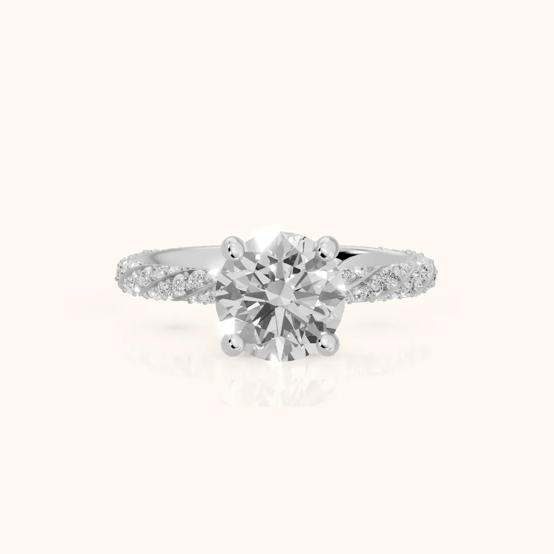 Claudia Twist Pavé Round Diamond Engagement Ring in Silver — view 2