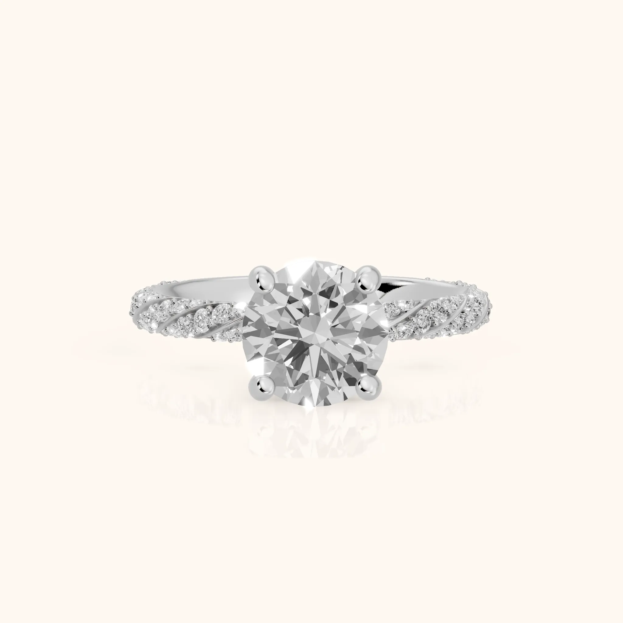 Claudia Twist Pavé Round Diamond Engagement Ring in Silver — view 1
