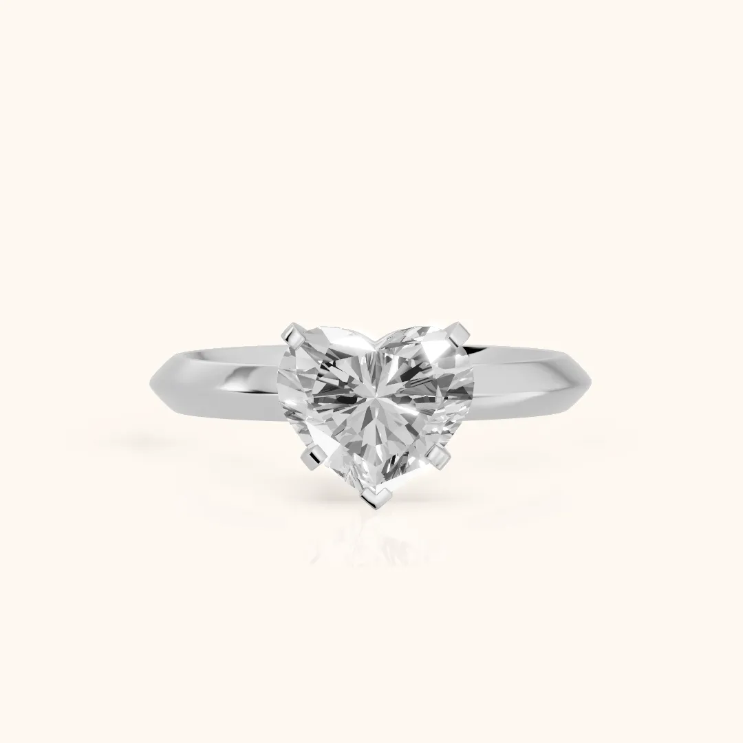 Hailey Solitaire Knife Edge Heart Diamond Engagement Ring in White Gold — view 2