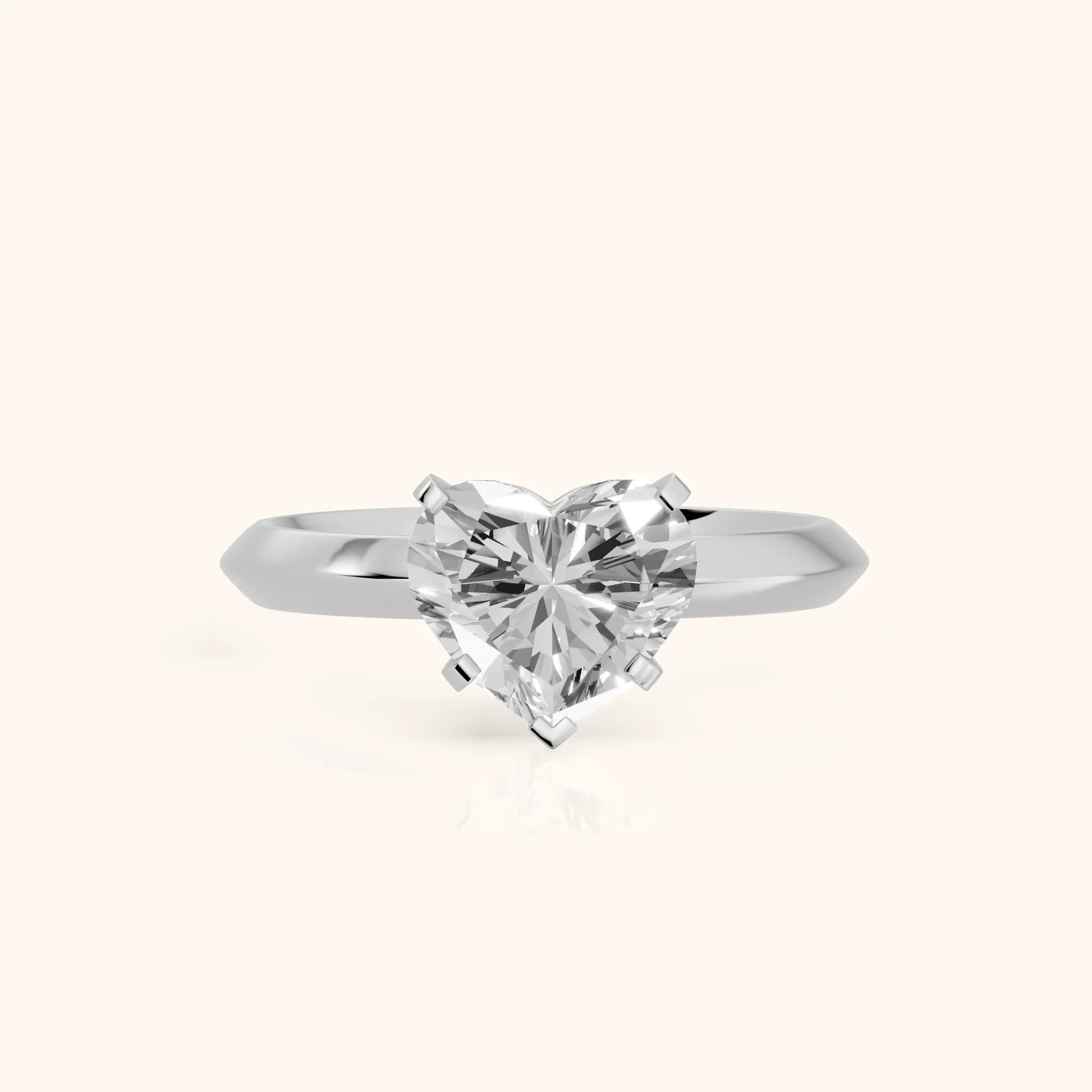 Hailey Solitaire Knife Edge Heart Diamond Engagement Ring in White Gold — view 1
