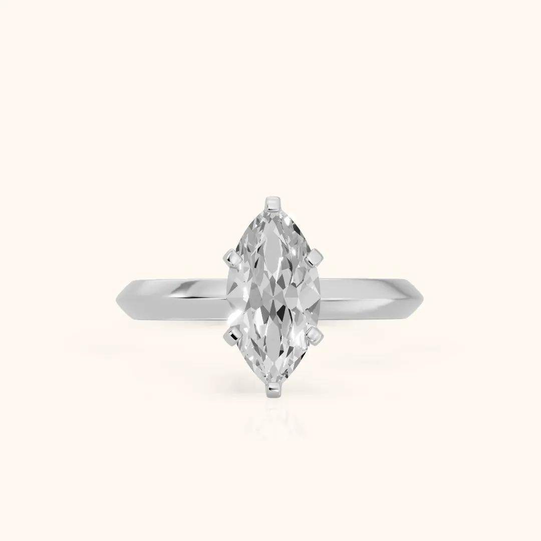 Hailey Solitaire Knife Edge Marquise Diamond Engagement Ring in Platinum — view 2