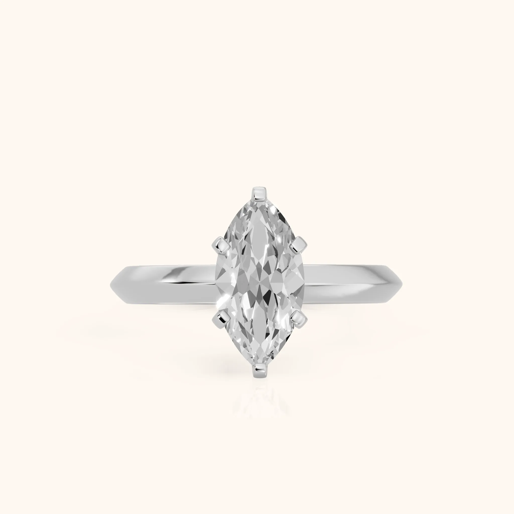 Hailey Solitaire Knife Edge Marquise Diamond Engagement Ring in Platinum — view 1