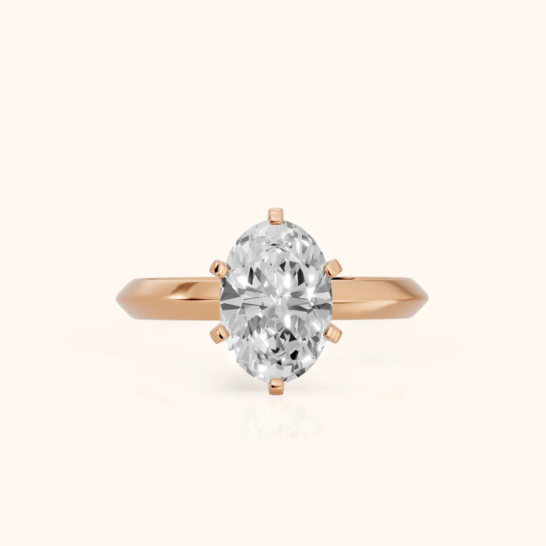 Hailey Solitaire Knife Edge Oval Diamond Engagement Ring in Rose Gold — view 2