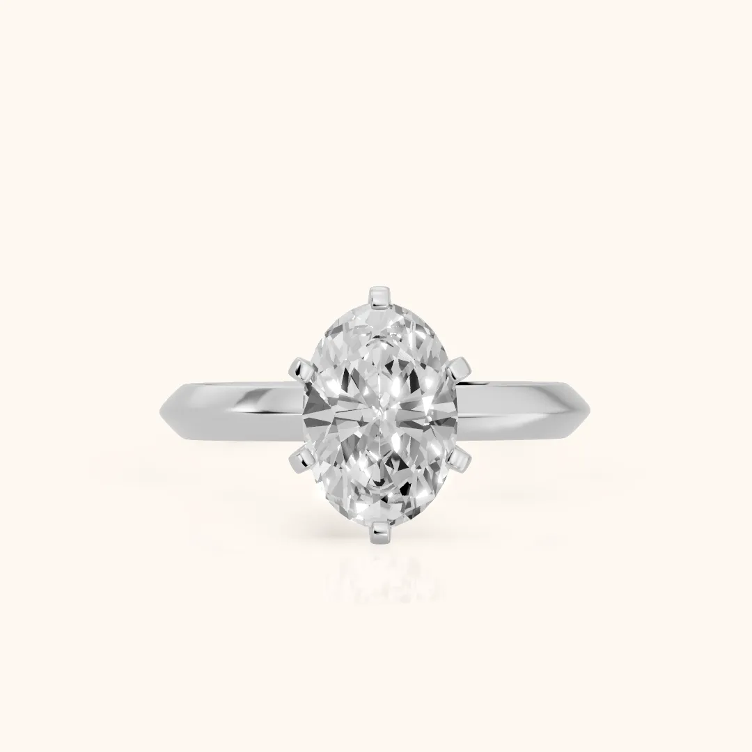 Hailey Solitaire Knife Edge Oval Diamond Engagement Ring in Platinum — view 2