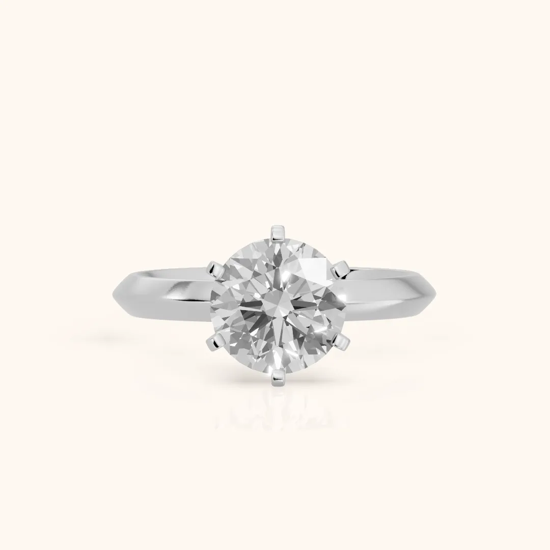 Hailey Solitaire Knife Edge Round Diamond Engagement Ring in Silver — view 2
