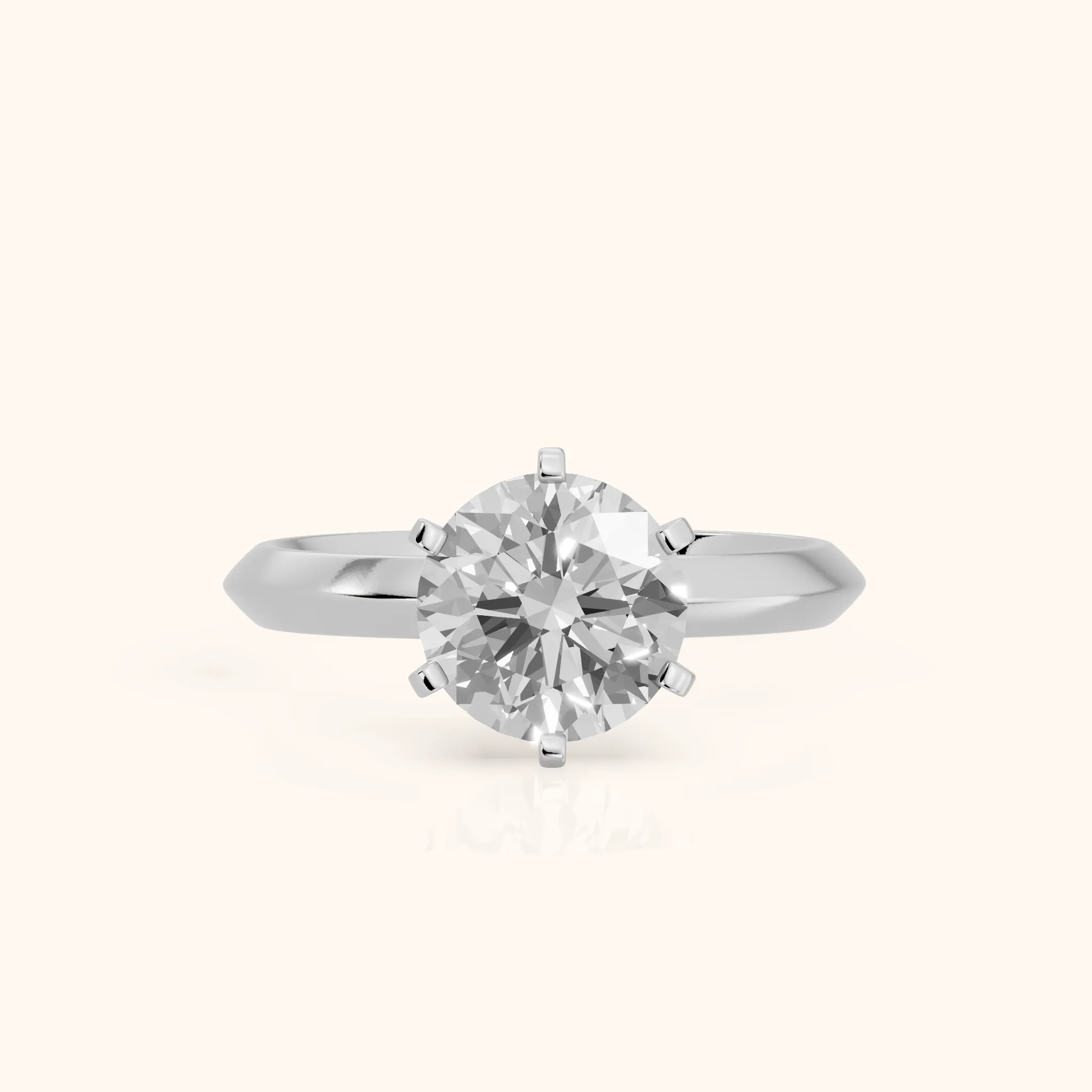 Hailey Solitaire Knife Edge Round Diamond Engagement Ring in Silver — view 1