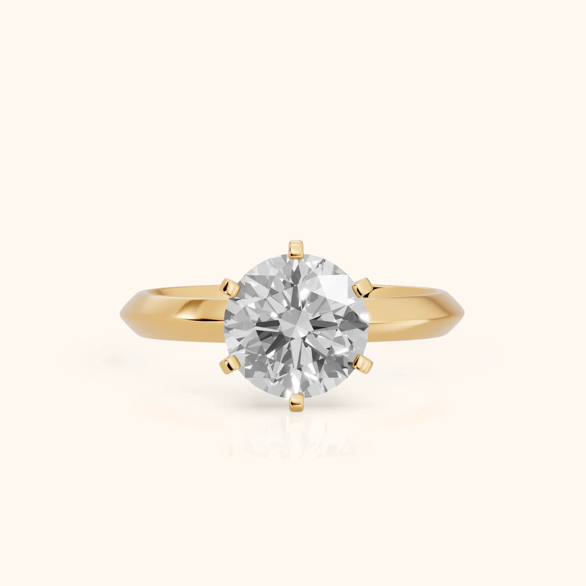 Hailey Solitaire Knife Edge Round Diamond Engagement Ring in Yellow Gold — view 1