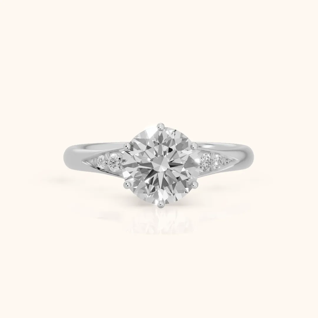 Tilda Graduated Pavé Round Diamond Engagement Ring in White Gold — view 2