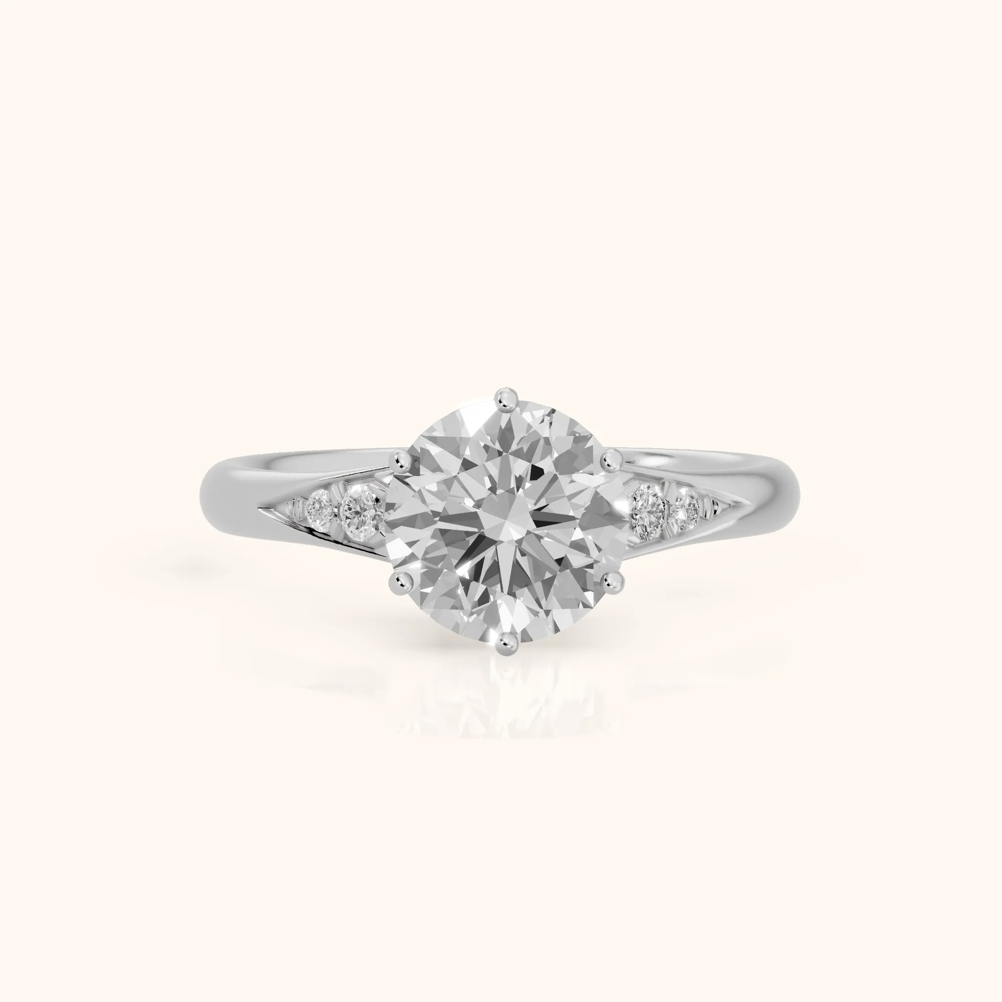 Tilda Graduated Pavé Round Diamond Engagement Ring in White Gold — view 1