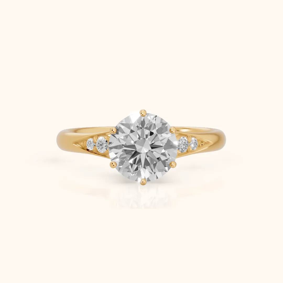 Tilda Graduated Pavé Round Diamond Engagement Ring in Yellow Gold — view 2