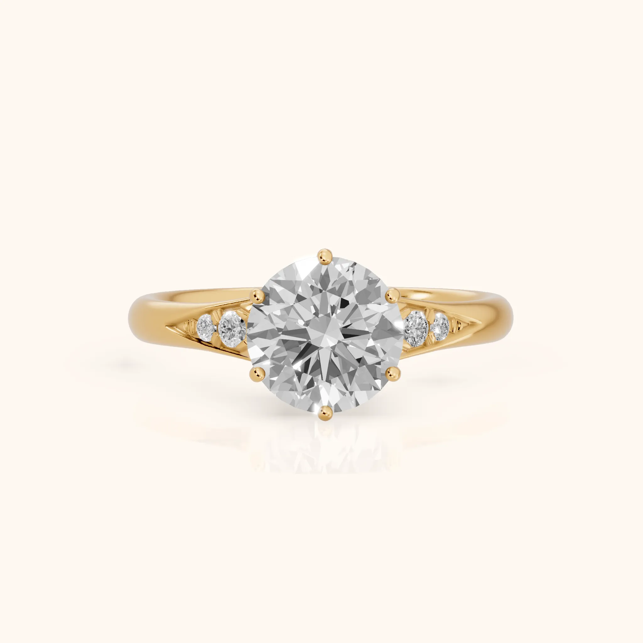 Tilda Graduated Pavé Round Diamond Engagement Ring in Yellow Gold — view 1