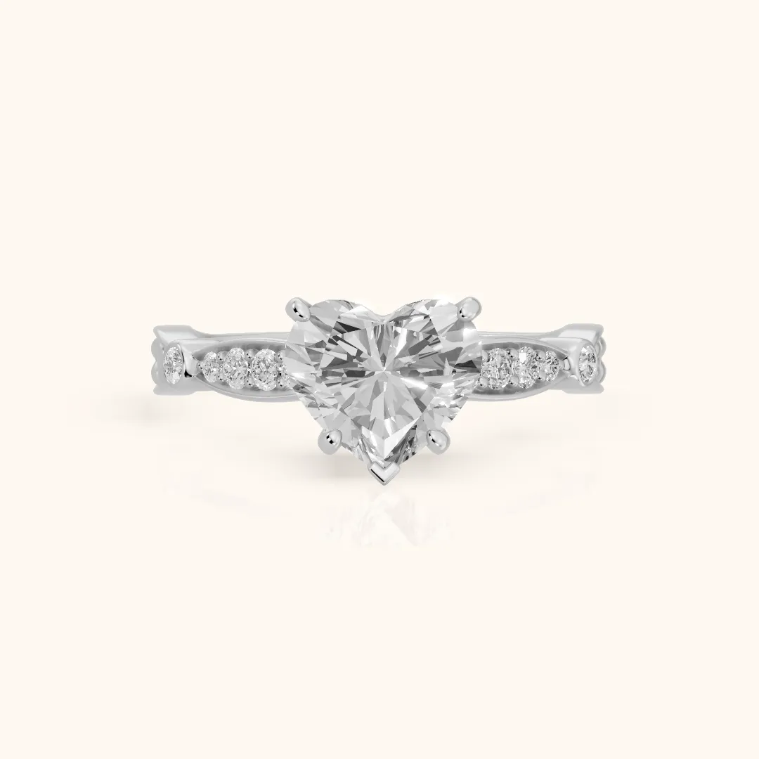 Winter Scalloped Pavé Heart Diamond Engagement Ring in White Gold — view 2