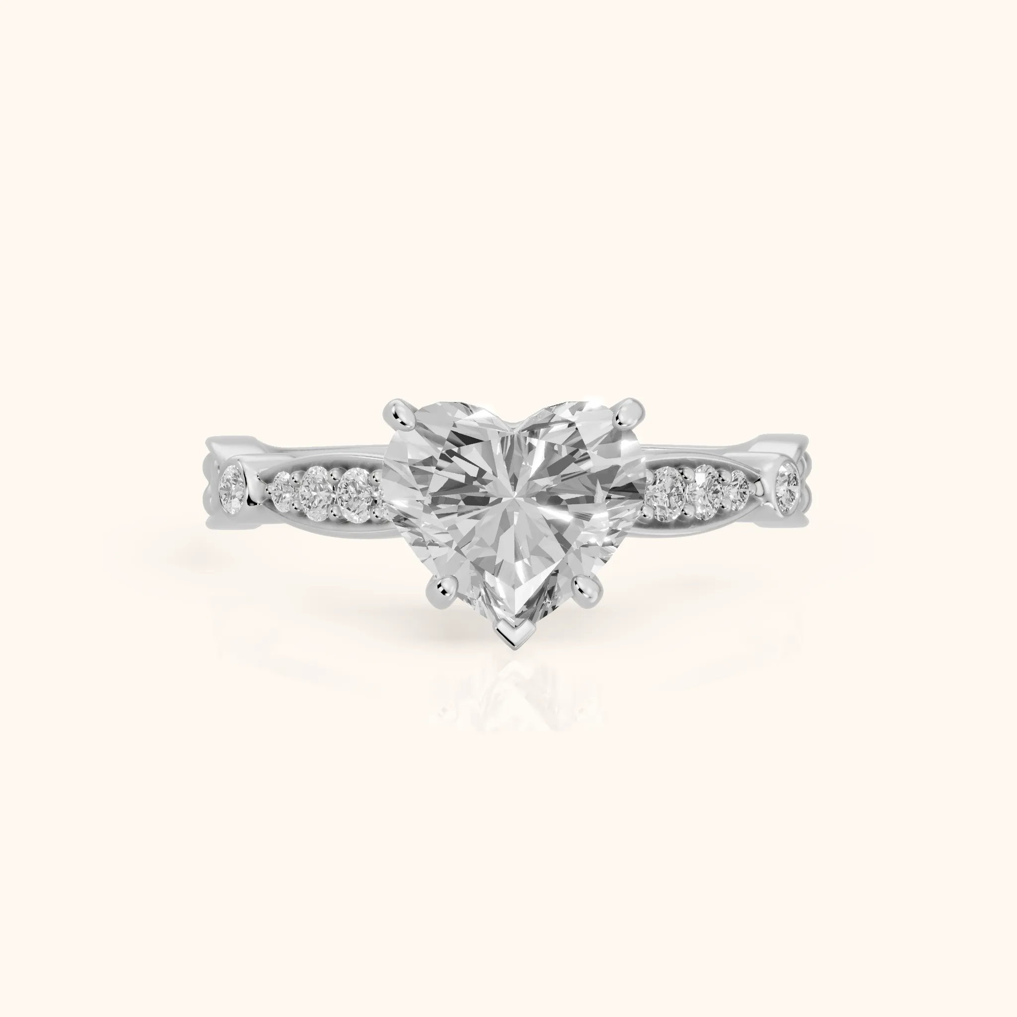 Winter Scalloped Pavé Heart Diamond Engagement Ring in White Gold — view 1