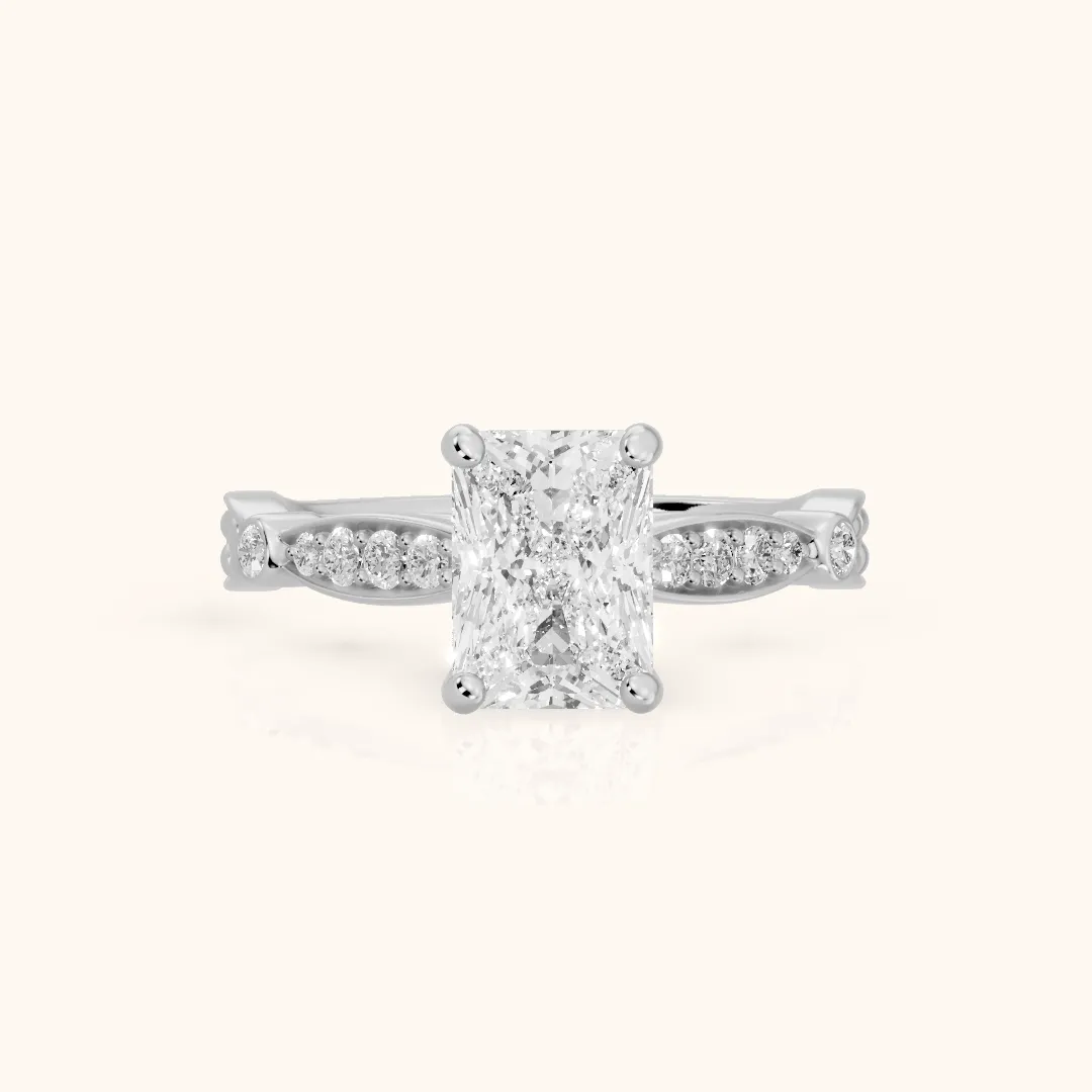 Winter Scalloped Pavé Radiant Diamond Engagement Ring in Platinum — view 2