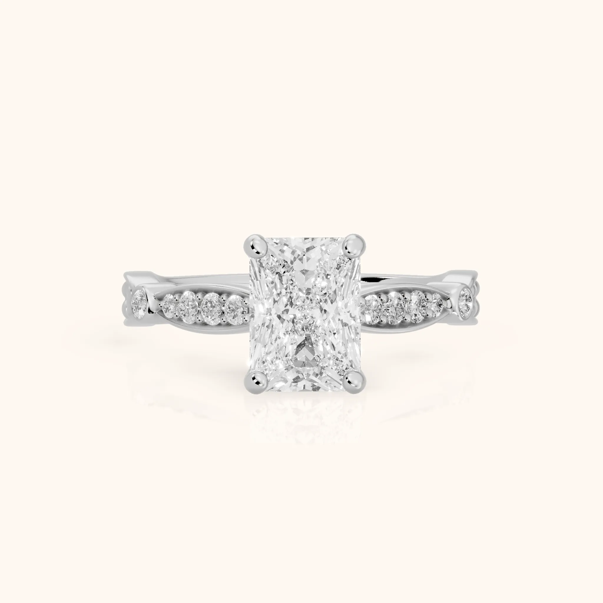 Winter Scalloped Pavé Radiant Diamond Engagement Ring in Platinum — view 1