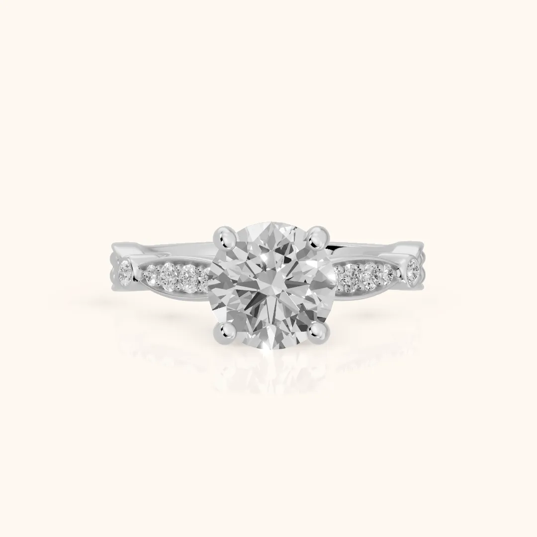 Winter Scalloped Pavé Round Diamond Engagement Ring in Silver — view 2