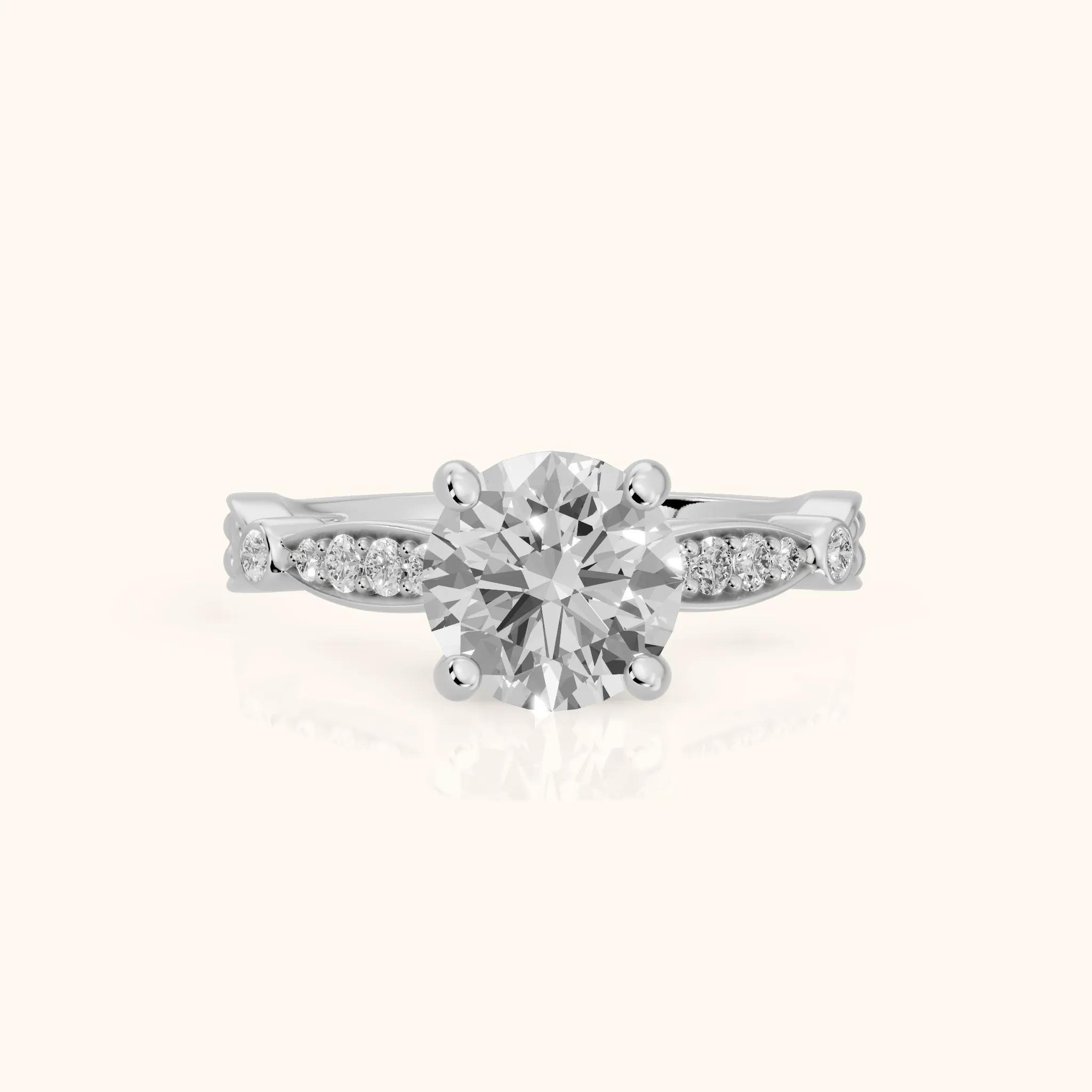 Winter Scalloped Pavé Round Diamond Engagement Ring in Silver — view 1