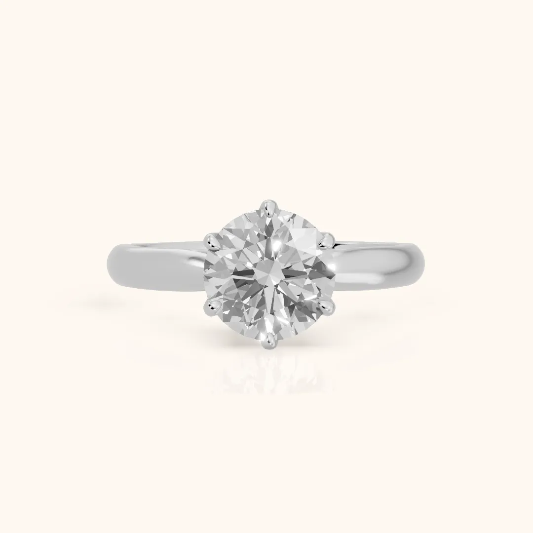 Harmony Tulip Solitaire Round Diamond Engagement Ring in Silver — view 2