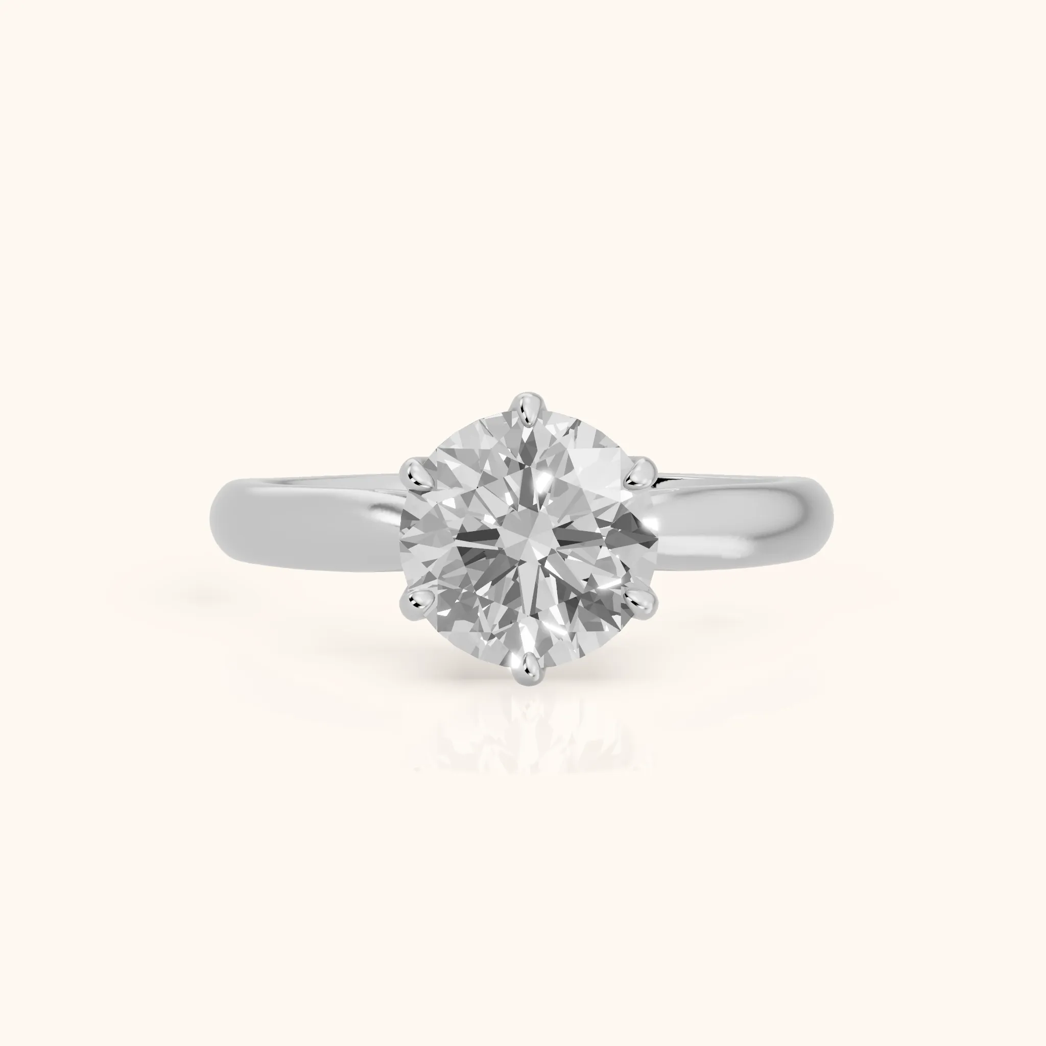 Harmony Tulip Solitaire Round Diamond Engagement Ring in Silver — view 1
