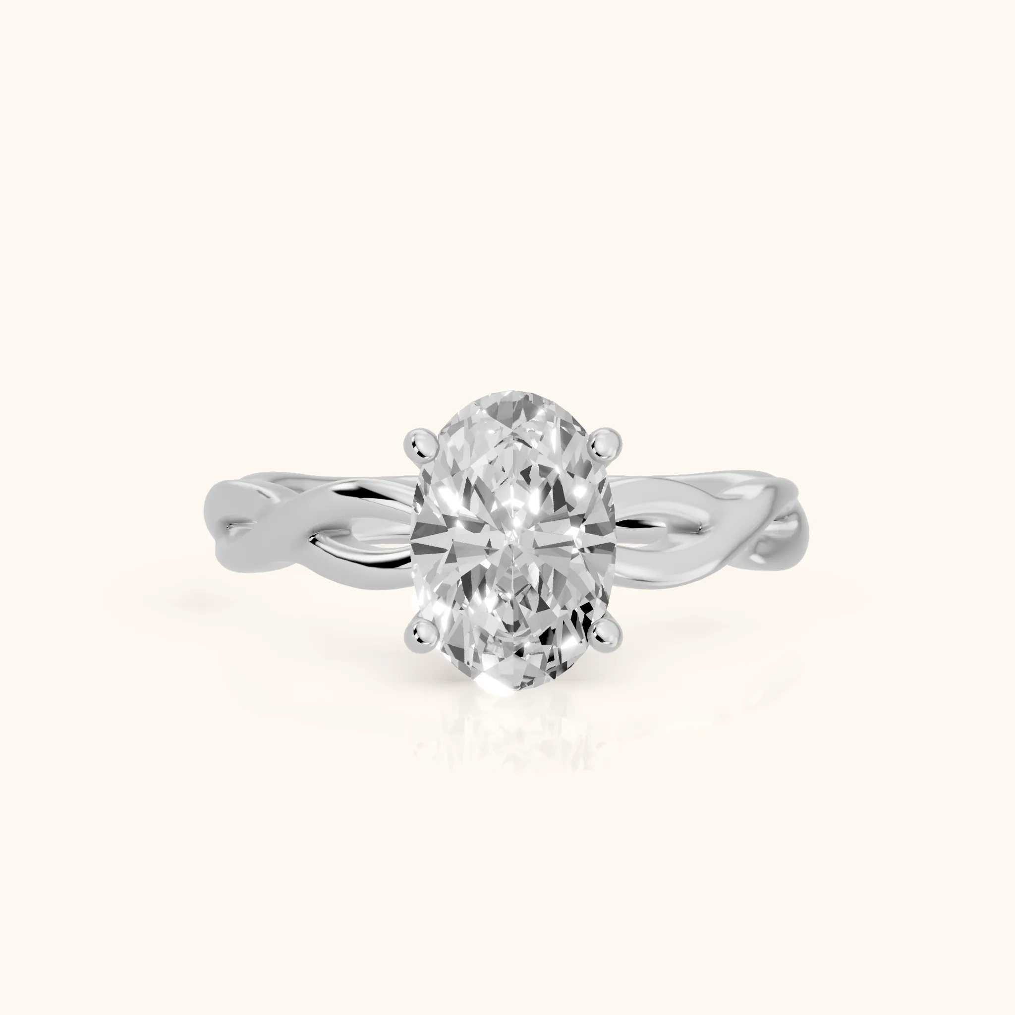 Wisteria Twist Solitaire Oval Diamond Engagement Ring in Silver — view 1