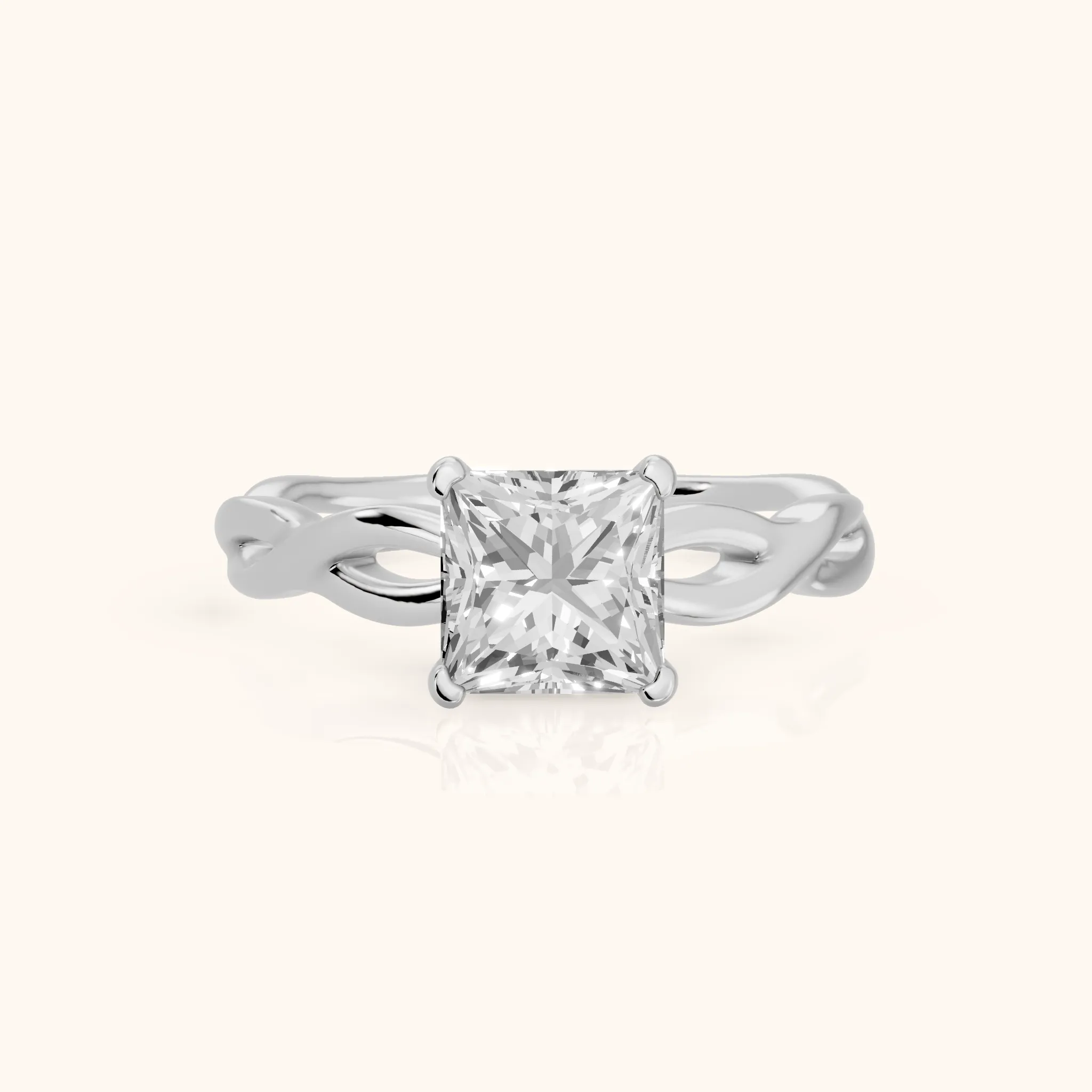 Wisteria Twist Solitaire Princess Diamond Engagement Ring in Platinum — view 1